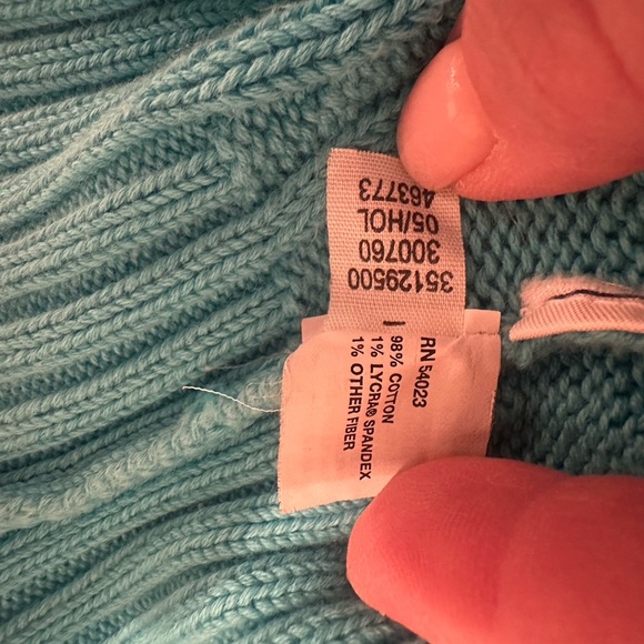 GAP Women's Teal Cable Knit Sweater Stretchy Layer Y2K Sz L - Picture 9 of 9